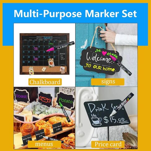 Bold Liquid Chalk Markers Erasable, Chisel Tip, 8 Colors Chalkboard Paint Chalk Pens for Chalkboard Signs, Windows, Blackboard, Glass, Mirrors - Chalk Markers with Reversible Tip (8 Pack) - (4mm)… in Saudi Arabia