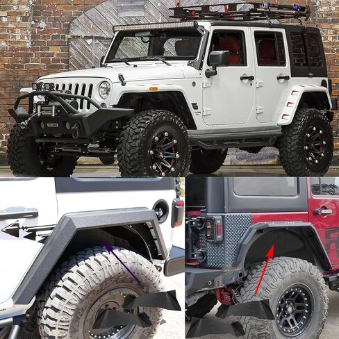 بطانات الرفارف الداخلية الخلفية من NIXON OFFROAD، بطانات العجلات الفولاذية تناسب 2007 2008 2009 2010 2011 2012 2013 2014 2015 2016 2017 2018 Jeep Wrangler JK/JKU 2 أبواب و4 أبواب، واقي من الرذاذ 2 قطعة (خلفي) in Kuwait