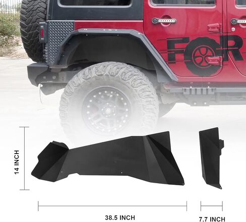 بطانات الرفارف الداخلية الخلفية من NIXON OFFROAD، بطانات العجلات الفولاذية تناسب 2007 2008 2009 2010 2011 2012 2013 2014 2015 2016 2017 2018 Jeep Wrangler JK/JKU 2 أبواب و4 أبواب، واقي من الرذاذ 2 قطعة (خلفي) in Kuwait