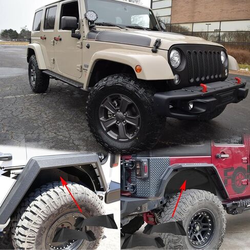 بطانات الرفارف الداخلية الخلفية من NIXON OFFROAD، بطانات العجلات الفولاذية تناسب 2007 2008 2009 2010 2011 2012 2013 2014 2015 2016 2017 2018 Jeep Wrangler JK/JKU 2 أبواب و4 أبواب، واقي من الرذاذ 2 قطعة (خلفي) in Kuwait