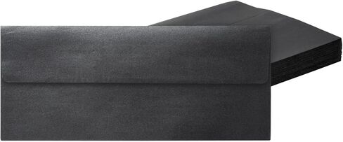 50 حزمة رقم 10 مظاريف عمل للدعوات، أسود معدني مع غطاء مربع (4 1/8 × 9 1/2 بوصة) in Kuwait