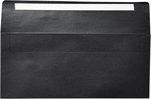 50 حزمة رقم 10 مظاريف عمل للدعوات، أسود معدني مع غطاء مربع (4 1/8 × 9 1/2 بوصة) in Kuwait