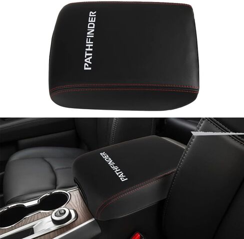 LEXLEY Center Console Pad Armrest Box Cover Waterproof Anti-Scratch Leather Protector Covers for Nissan 2013-2021 Pathfinder-Red Stitches in Kuwait