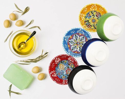 Turkish Tulips Design Hand Painted 6 Pcs Decorative Serving Ottoman Style Tiny Bowls & Hand Painted Ceramic Bowls - Best Gift Set Multicolor in Saudi Arabia