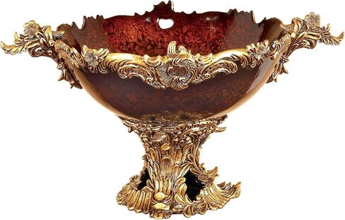 Deco 79 Polystone Intricate Carved Decorative Bowl, 19" x 14" x 11", Gold in Saudi Arabia