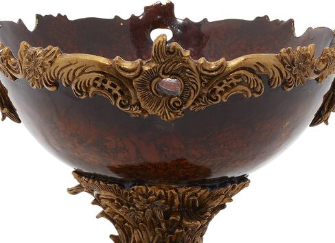 Deco 79 Polystone Intricate Carved Decorative Bowl, 19" x 14" x 11", Gold in Saudi Arabia
