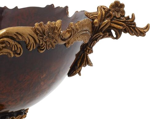 Deco 79 Polystone Intricate Carved Decorative Bowl, 19" x 14" x 11", Gold in Saudi Arabia