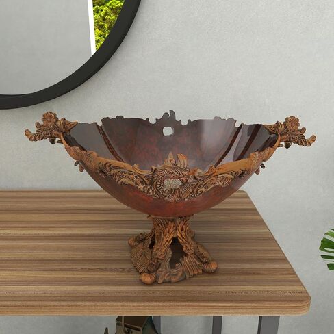 Deco 79 Polystone Intricate Carved Decorative Bowl, 19" x 14" x 11", Gold in Saudi Arabia