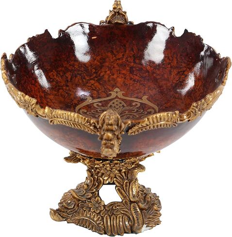 Deco 79 Polystone Intricate Carved Decorative Bowl, 19" x 14" x 11", Gold in Saudi Arabia