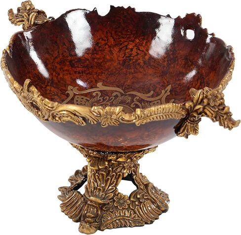 Deco 79 Polystone Intricate Carved Decorative Bowl, 19" x 14" x 11", Gold in Saudi Arabia