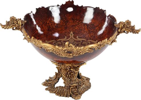 Deco 79 Polystone Intricate Carved Decorative Bowl, 19" x 14" x 11", Gold in Saudi Arabia