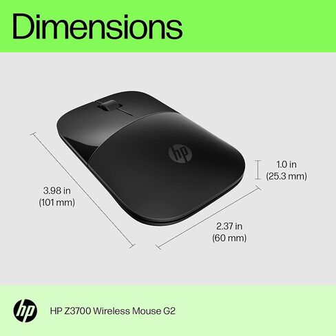 HP Z3700 G2 Wireless Mouse - White, Sleek Portable Design fits Comfortably Anywhere, 2.4GHz Wireless Receiver, Blue Optical Sensor, for Wins PC, Laptop, Notebook, Mac, Chromebook (681S1AA#ABL) in Saudi Arabia