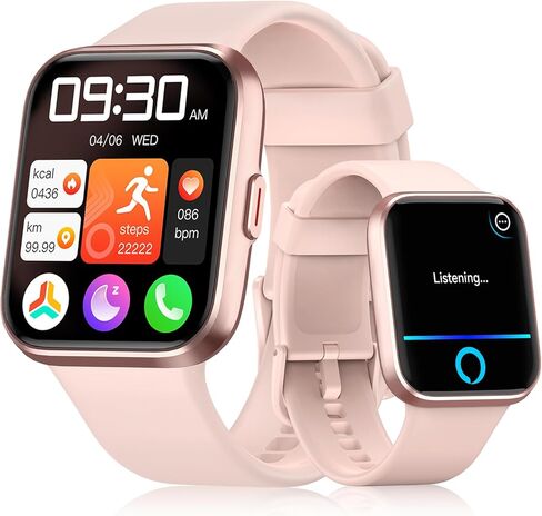 ساعة ذكية aeac للنساء Android وiPhone (Alexa/Answer/Make Call)، ساعات ذكية بشاشة عالية الدقة 1.8 بوصة مع عداد الخطى/معدل ضربات القلب/مراقبة النوم، مقاومة للماء IP68، أكثر من 100 جهاز تتبع رياضي in Kuwait