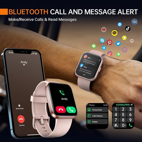 ساعة ذكية aeac للنساء Android وiPhone (Alexa/Answer/Make Call)، ساعات ذكية بشاشة عالية الدقة 1.8 بوصة مع عداد الخطى/معدل ضربات القلب/مراقبة النوم، مقاومة للماء IP68، أكثر من 100 جهاز تتبع رياضي in Kuwait