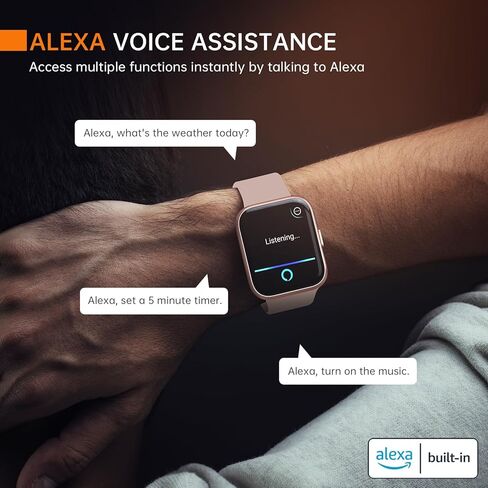 ساعة ذكية aeac للنساء Android وiPhone (Alexa/Answer/Make Call)، ساعات ذكية بشاشة عالية الدقة 1.8 بوصة مع عداد الخطى/معدل ضربات القلب/مراقبة النوم، مقاومة للماء IP68، أكثر من 100 جهاز تتبع رياضي in Kuwait