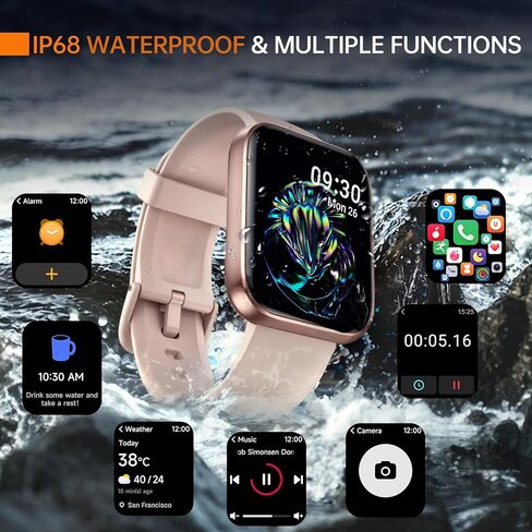 ساعة ذكية aeac للنساء Android وiPhone (Alexa/Answer/Make Call)، ساعات ذكية بشاشة عالية الدقة 1.8 بوصة مع عداد الخطى/معدل ضربات القلب/مراقبة النوم، مقاومة للماء IP68، أكثر من 100 جهاز تتبع رياضي in Kuwait