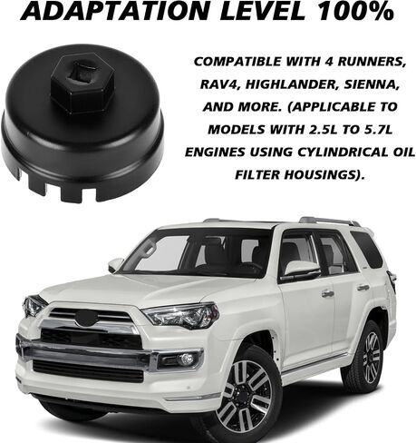أداة إزالة مفتاح فلتر الزيت لسيارة Toyota Highlander Tundra، غطاء مفتاح فلتر الزيت 64 مم لمحرك 2.5-5.7 لتر مع غطاء مسنن 14 فلوت (أسود) in Kuwait