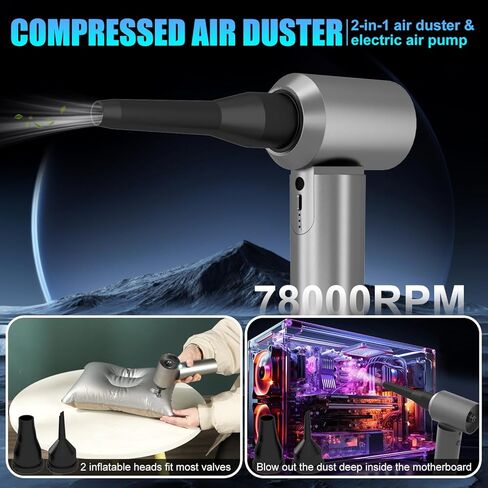 Mini Car Vacuum Cleaner, 16000PA 4 in 1 Rechargeable Brushless Motor Handheld Vacuum Cleaner with LED, Portable Wireless Vacuum Cleaner for Car, Office and Home Cleaning (Silver Grey) in Saudi Arabia
