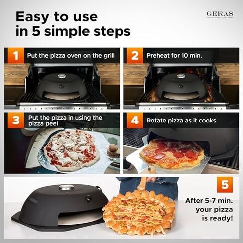 Pizza Oven Outdoor for Grill - Grill Top Pizza Oven For Outside - Pizza Stone, Pizza Peel Kit - Small Portable Home Backyard BBQ Pizzas Maker Charcoal Grill, Pellet, Propane Gas and Wood Fire in Kuwait