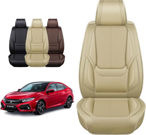 أغطية مقاعد OASIS AUTO Honda Civic 2011-2025 مخصصة تناسب 2/4 باب سيدان كوبيه هاتشباك غطاء جلدي حامي وسادة استبعاد Si (مجموعة كاملة، أسود) in Kuwait