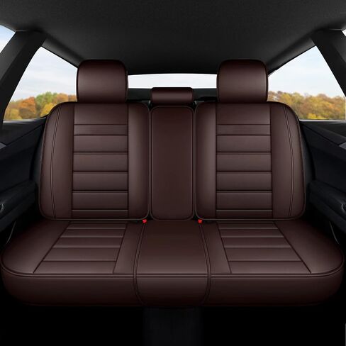 Vanseno Car Seat Cover,Universal Leather Automotive Seat Covers with Head Pillow Fit for Most Sedans SUV .Breathable,Waterproof, Anti-Slip, Airbag Compatible（Brown Full Set in Saudi Arabia