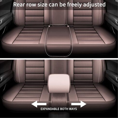 Vanseno Car Seat Cover,Universal Leather Automotive Seat Covers with Head Pillow Fit for Most Sedans SUV .Breathable,Waterproof, Anti-Slip, Airbag Compatible（Brown Full Set in Saudi Arabia