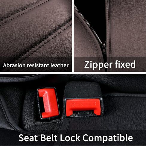 Vanseno Car Seat Cover,Universal Leather Automotive Seat Covers with Head Pillow Fit for Most Sedans SUV .Breathable,Waterproof, Anti-Slip, Airbag Compatible（Brown Full Set in Saudi Arabia