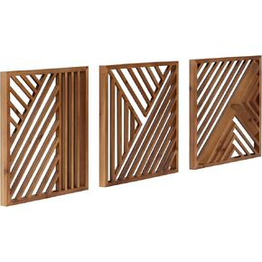 Kate and Laurel Barreda Modern Decorative Wood Wall Plaque Set, 12 x 12, Set of 3, Natural Wood, Geometric Square Wooden Art for Use as Entryway Wall Decor or Bedroom Art for Above Bed
