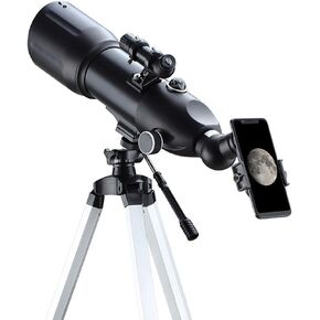 High Power Telescope 80mm Astronomical Refractor Telescope with Adjustable Tripod && Finder Scope, Travel Telescope for Kids Adults Astronomy Beginners Binoculars