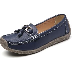 Women's Faux Leather Flat Loafers Classic Casual Comfort Slip-On Shoes Soft Sole Dress Shoes