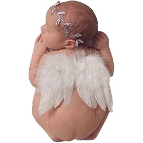 June Bloomy Baby Angel Feather Wings Photograph Props with Headband