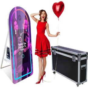 كشك الصور المرآة لـ Canon Camera Shell Stand Machine Machine Machine Machine مع RGB Light Ring وحالة الطيران للأحداث استئجار حفل زفاف