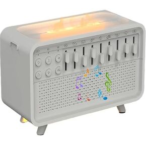 White Noise Night Light Humidifier, 3-in-1 White Noise Sound Machine Humidifier with 8 Ambient Sounds, Diffuser Sound Box Powered by USB, Sleep Sound Machine for Home Office, Timer