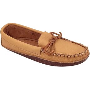 Bastien Industries Women's Moose Hide Leather with Heavy Oil Tan Sole Earthing Moccasins
