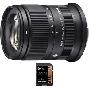 Sigma 585969 18-50mm f/2.8 DC DN Contemporary Lens Compatible with L-Mount APS-C Bundle with Lexar Professional 633x 64GB UHS-1 Class 10 SDXC Memory Card