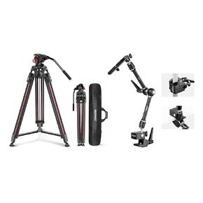 NEEWER 79" Video Camera Tripod with 21" Magic Arm Camera Mount, Fluid Head, One Step Quick Release Aluminum Heavy Duty Tripod Stand with QR Plate Compatible with Canon Nikon Sony DSLR Camera Camcorder