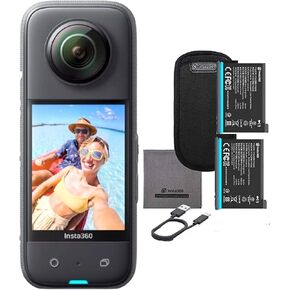 Insta360 X3 - Waterproof 360 Action Camera with 1/2" 48MP Sensors, 5.7K HDR Video, 72MP Photo, 4K Single-Lens, Stabilization, 2.29" Touchscreen, AI Editing, Live Stream with Extra Battery