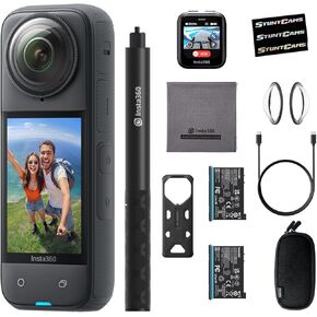 Insta360 X4 - Waterproof 8K 360 Action Camera, 4K Wide-Angle Video, Extra Battery, Extendable Selfie Stick, GPS Preview Remote Lens Guards AI Editing, Sports, Travel, Outdoor