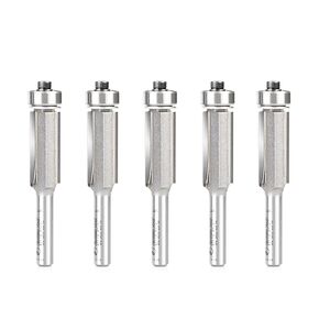 Amana Tool 47114-5 5-Pack Carbide Tipped Flush Trim 1/2 D x 1 Inch CH x 1/4 SHK w/ Lower Ball Bearing 3-Flute Router Bits