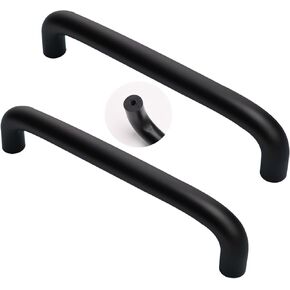 Cupboard Handles,Aluminum Alloy Kitchen Cabinet Door Handle,2 Packs Cabinet Pulls Solid Aluminium Alloy Drawer Knobs Black Shoe Cabinet Cupboard Handles Round bar Bowed Kitchen Door Levers for Bathroo