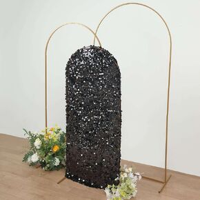 Efavormart 7ft Sparkly Blush/Rose Gold Big Payette Sequin Round Top Wedding Arch Frame Cover, 2-Sided Fit Backdrop Stand Cover