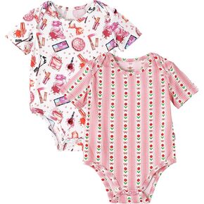 Newborn Bodysuit Unisex Baby Bodysuits Infant Boy Girl Short Sleeve Pajamas 2-Pack Sleepwear PJ Bamboo Viscose in Saudi Arabia
