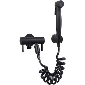 Black HandheldToilet Sprayer Dual Handle BathroomSprayer Set with Single Cold Water Wall Mounted Baby Cloth Diaper Sprayer