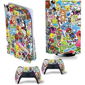 Graffiti Skins Compatible with Ps5 Disc Edition Controllers with Anti-Slip Features and Modern Design Vinyl Protection Stickers scrawl-0560