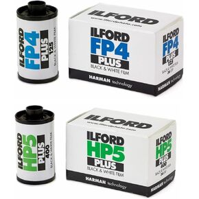 Ilford HP5 Plus ISO 400 Black and White 35mm Roll Film (36 Exposures) Bundle with FP4 Roll Film (2 Items)