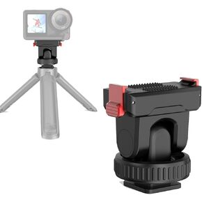 Action Camera Gimbal Adapter Mount Compatible for DJI Osmo Action 5 Pro/4/3 Magnetic Quick Release Tripod Mount, 1/4"-20 and Cold Shoe Mount Adapter for Tripod Selfie Stick PTZ DSLR Camera