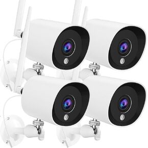 2Pack Security Camera Wireless Outdoor(Plug-in), 1080P WiFi Cameras for Home Security, Indoor Camera with Motion Detection, 2-Way Audio, Night Vision, Waterproof,24/7 Live Video Works w/Alexa