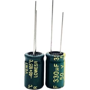 100pcs/lot S02 high Frequency Low impedance 50v 330UF Aluminum electrolytic Capacitor Size 10 * 17 330UF 50v 20%