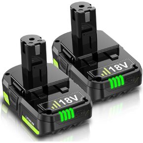 2-Pack 4000mAh Replacement for Ryobi 18V Battery for Ryobi 18 Volt Lithium Battery P102, P103, P104, P105, P106, P107, P108, P109, P190,Compatible with 18V Cordless Power Tools