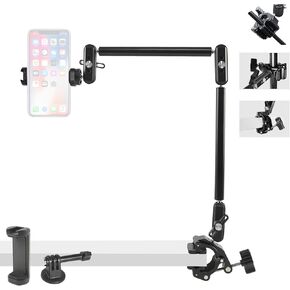 22" Articulating Magic Arm with Super Clamp, 360° Dual Ball Head Overhead Mount for Camera, Phone, Light, 1/4" Threads Adjustable Desk Clamp Compatible with DSLR, Mirrorless, Vlogging
